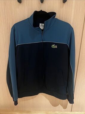 Lacoste Two-Tone Blue Track Jacket with Crocodile Logo